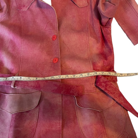 Sonirohn Y2K long line pink leather coat 42 made in Italy - Picture 7 of 10